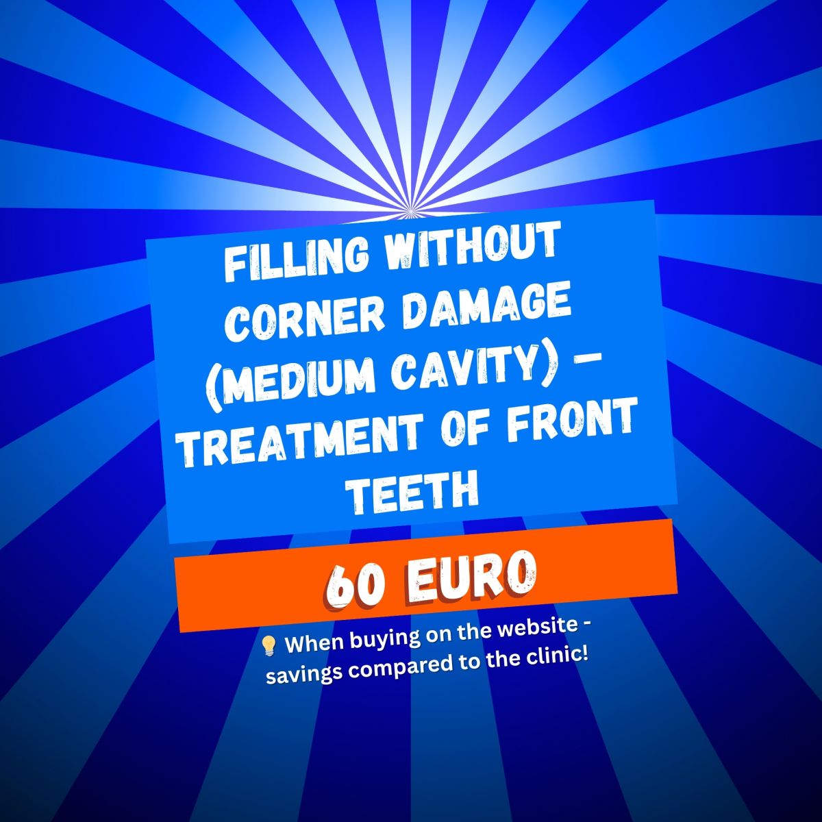Filling without corner damage (medium cavity) – Treatment of front teeth