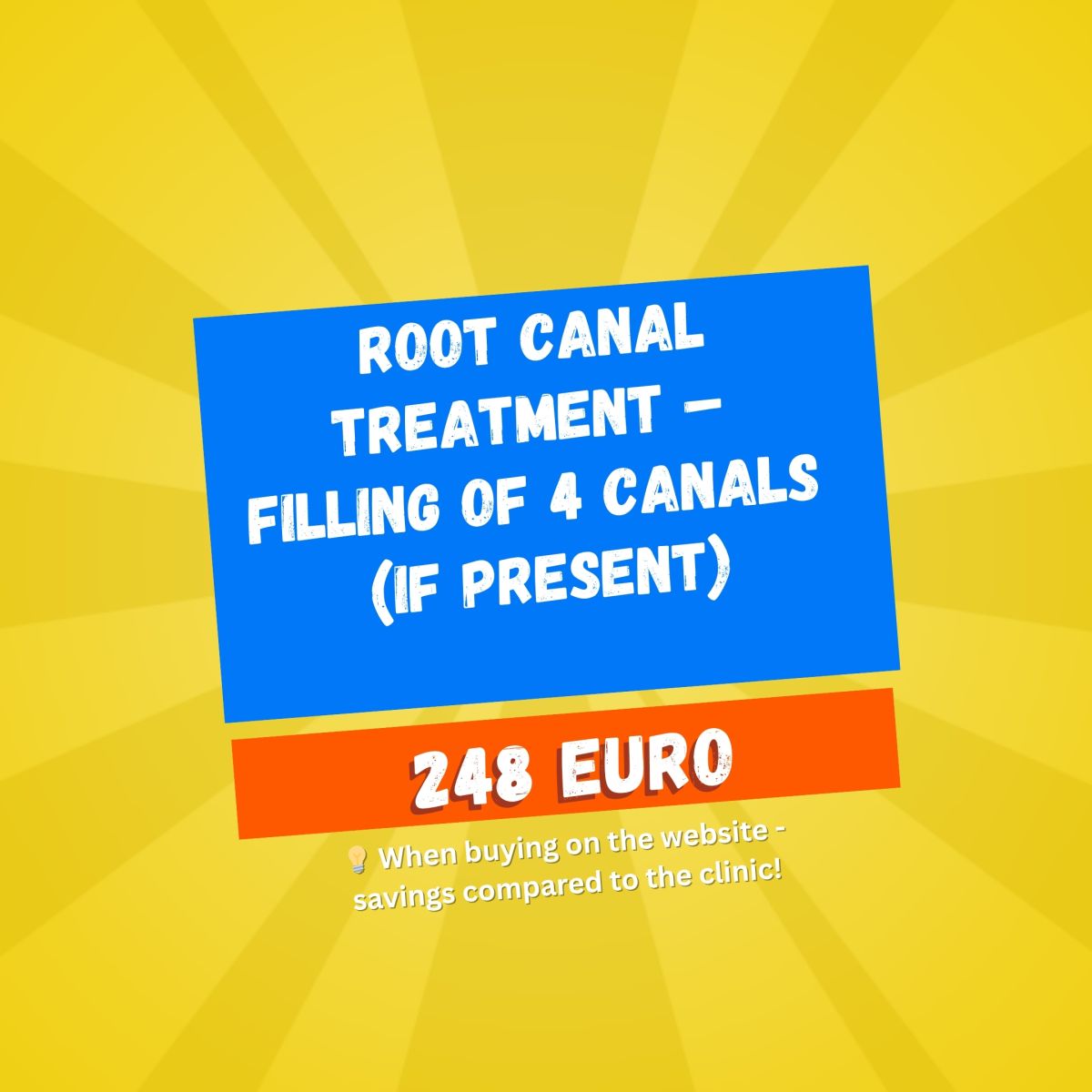 Root canal treatment – Filling of 4 canals (if present)